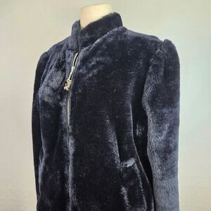 VTG‎ Weather Tamer Faux Fur Black Jacket Y2K Bomber Style Glam Retro Women's XL